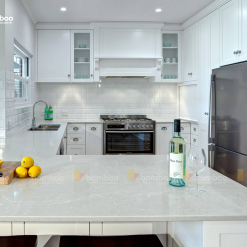 C5110 alpine mist đá bàn bếp ứng dụng caslaquartz bamboostone