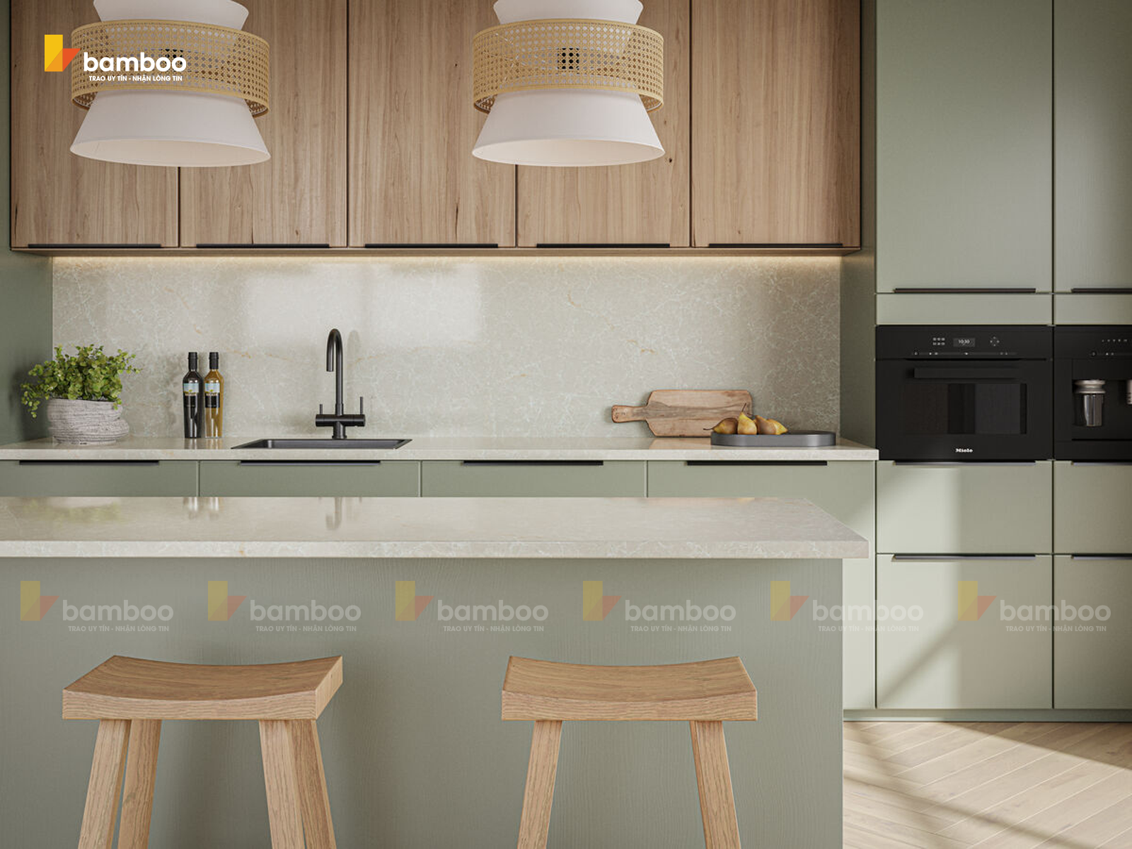 C5310 Brillianza đá bàn bếp ứng dụng caslaquartz bamboostone