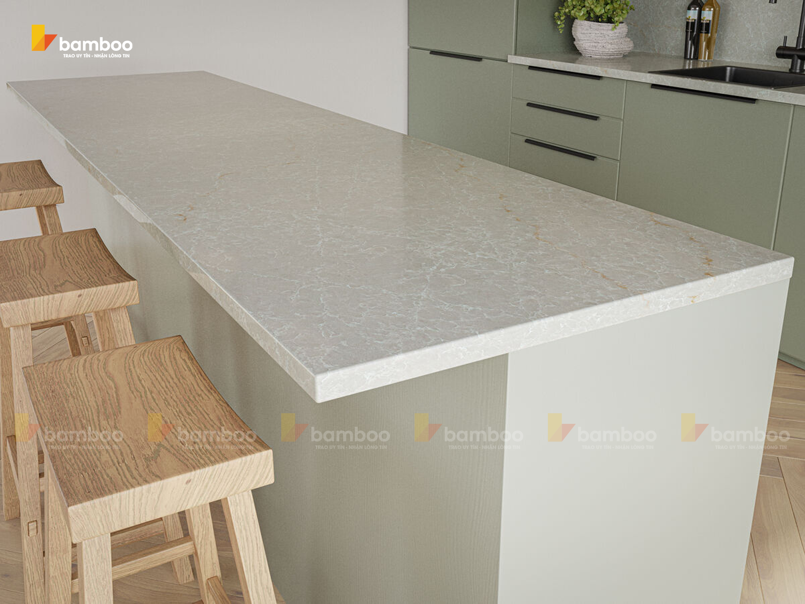 C5310 Brillianza đá bàn bếp ứng dụng caslaquartz bamboostone